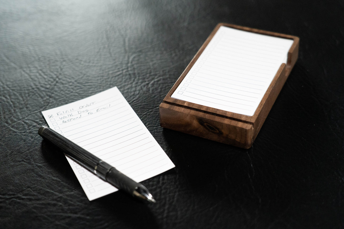 Walnut To-Do List Note Card Holder - Daily Planner