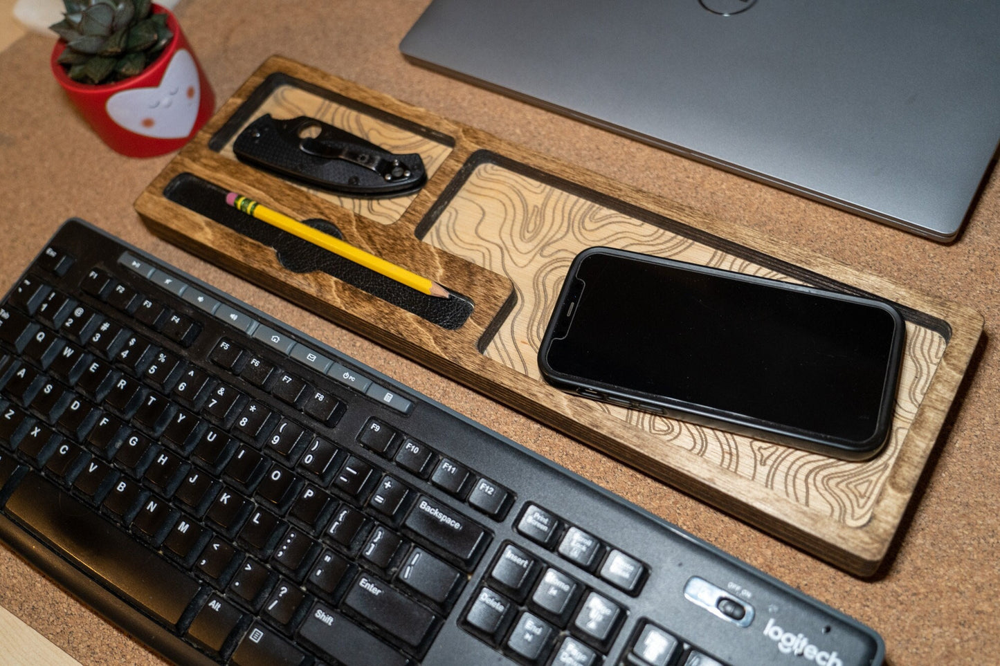 EDC Keyboard Dump Tray - Topo Map Engraving