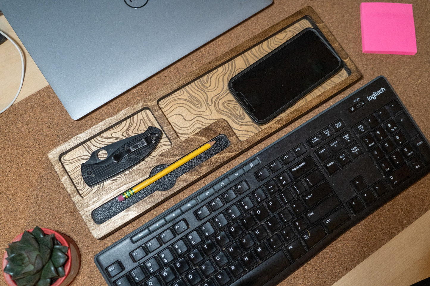 EDC Keyboard Dump Tray - Topo Map Engraving