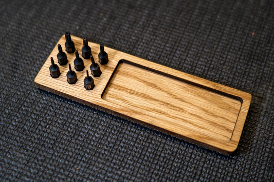 EDC Tray for Knife Maintenance - Small Parts and Cleaning Tray - Oak