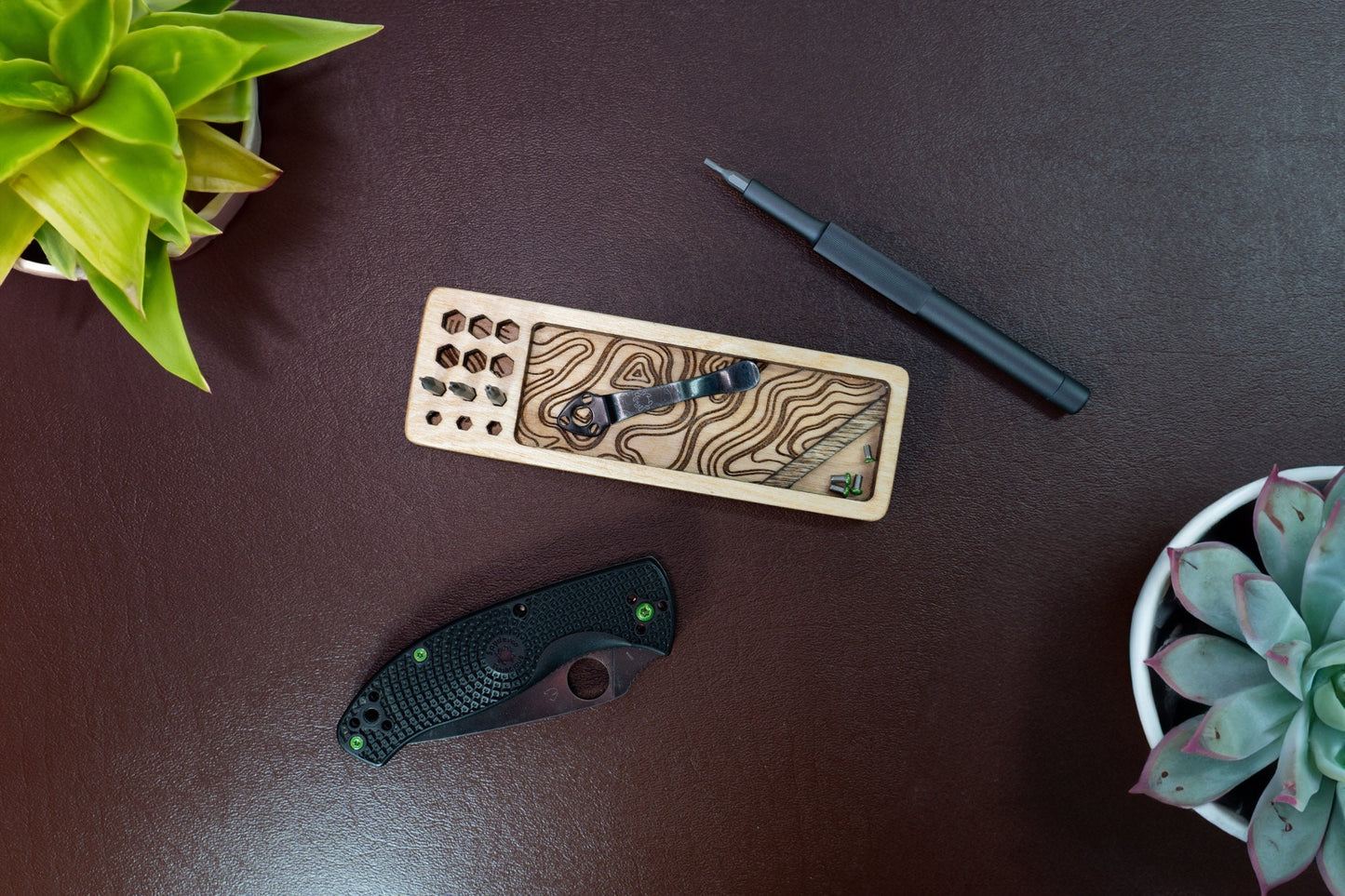 Compact Knife Maintenance EDC Tray: Prevent Lost Parts, Stay Organized