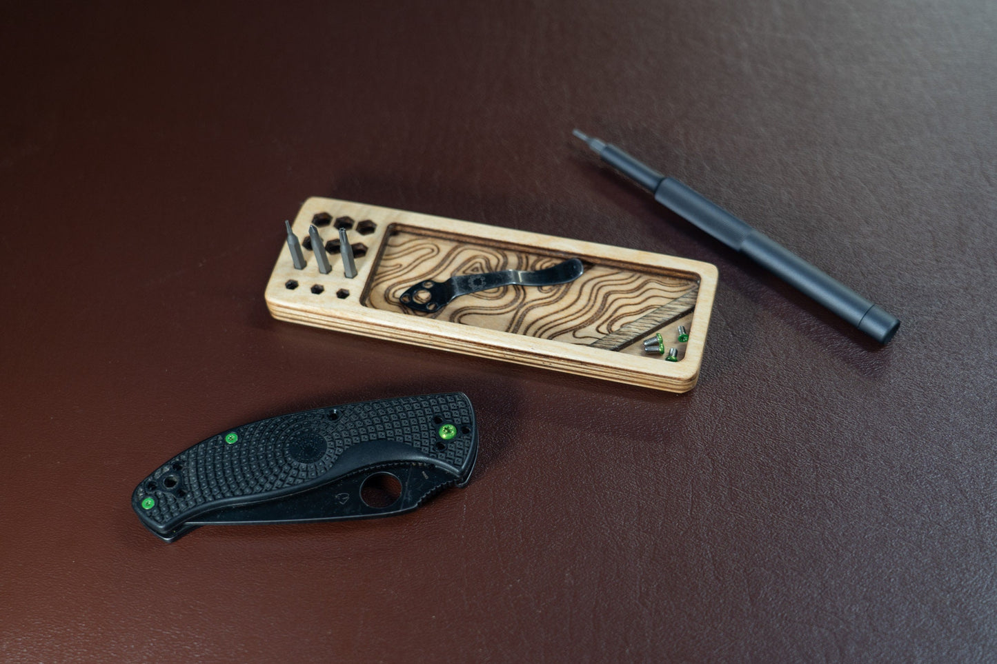 Compact Knife Maintenance EDC Tray: Prevent Lost Parts, Stay Organized