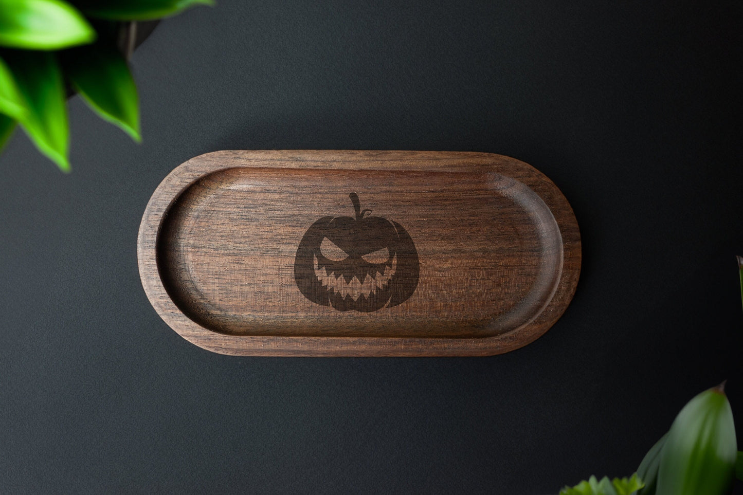 Small Halloween Catch-All Tray with Sinister Pumpkin