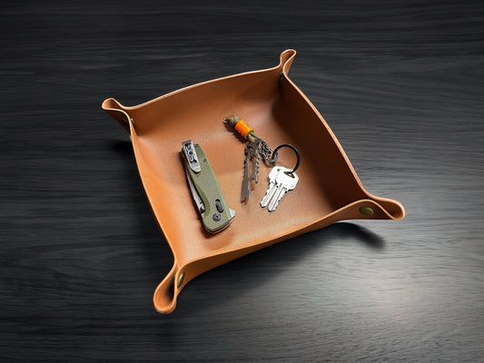 Leather Catch All Tray - Great for EDC Items, Jewelry, Keys, and more.